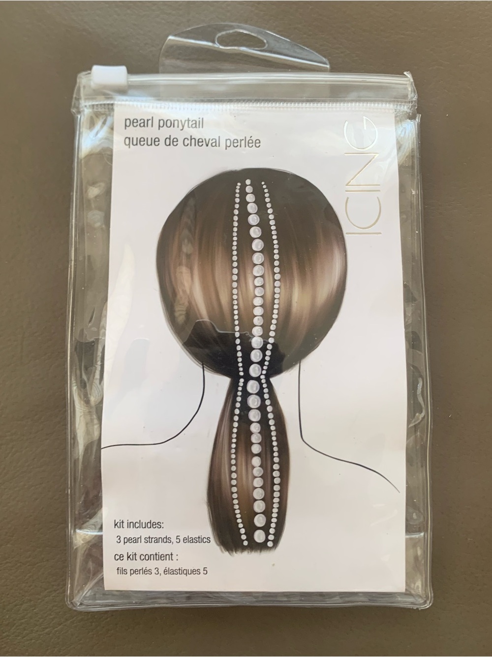 Icing Pearl-Accent Ponytail Wrap - White